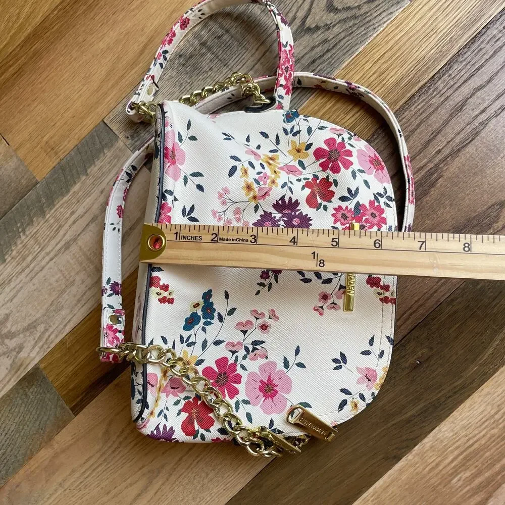 Steve Madden Floral Crossbody Bag Ivory Gold Chain Camera Purse